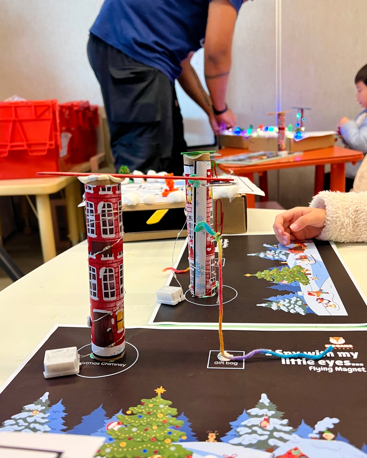 Student-built science projects displayed during Sonia Shum’s Big Bang Academy internship.