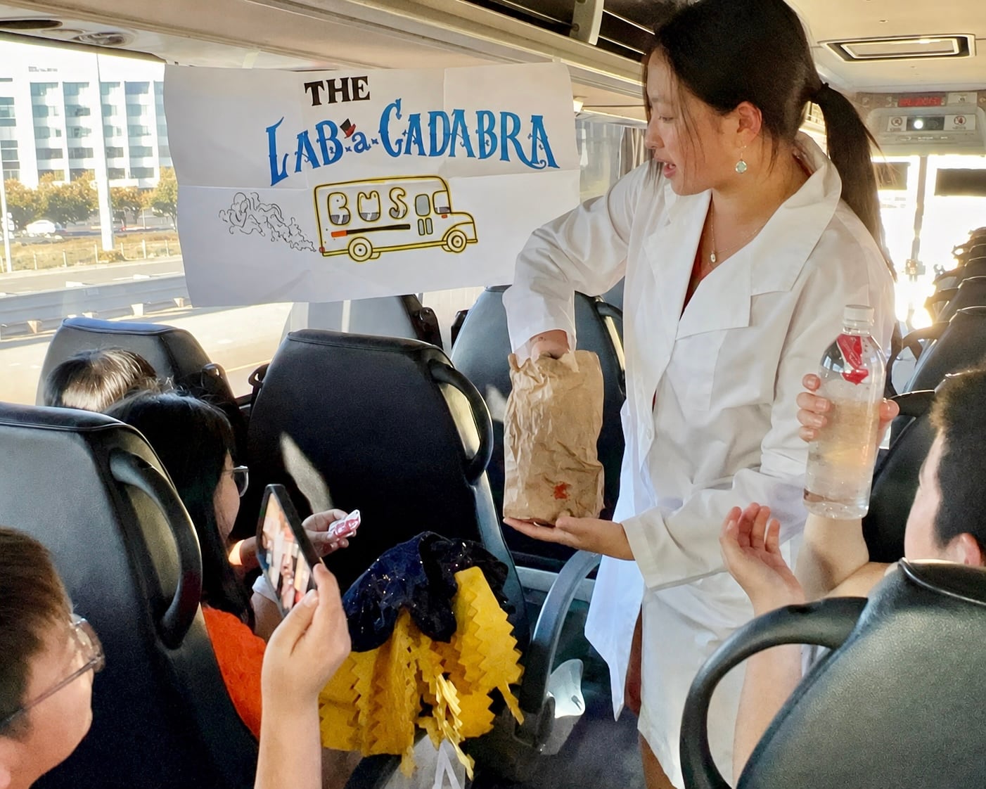 Sonia Shum leads a Lab-a-cadabra Bus workshop at Big Bang Bay Camp in California.